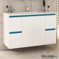 Шкаф за баня 100 см 2 вратички и 4 чекмеджета с мивка порцелан, FLEXMEBEL, NIDO JUMBO, F004C2DNJ