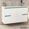 Шкаф за баня 100 см 2 вратички и 4 чекмеджета с мивка порцелан, FLEXMEBEL, NIDO JUMBO, F004C2DNJ