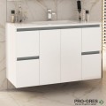 Шкаф за баня 100 см 2 вратички и 4 чекмеджета с мивка порцелан, FLEXMEBEL, NIDO JUMBO, F004C2DNJ