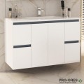 Шкаф за баня 100 см 2 вратички и 4 чекмеджета с мивка порцелан, FLEXMEBEL, NIDO JUMBO, F004C2DNJ