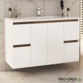 Шкаф за баня 100 см 2 вратички и 4 чекмеджета с мивка порцелан, FLEXMEBEL, NIDO JUMBO, F004C2DNJ