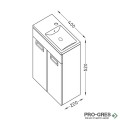 Шкаф за баня 40 см 2 вратички с мивка порцелан, FLEXMEBEL, MINO  F402DMIN000