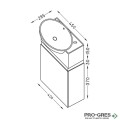 Шкаф за баня 45 см 1 вратa с мивка порцелан, FLEXMEBEL, ROSA, F451DROS