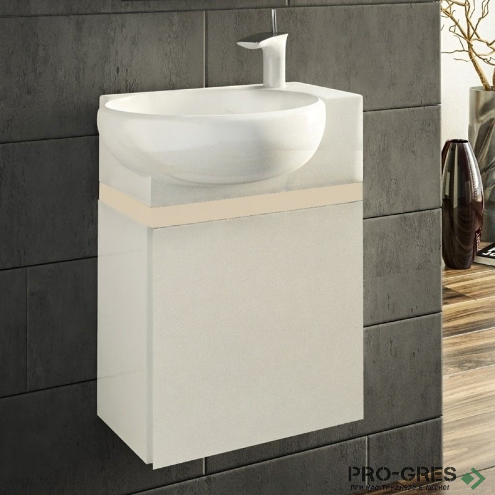 Шкаф за баня 45 см 1 вратa с мивка порцелан, FLEXMEBEL, ROSA, F451DROS