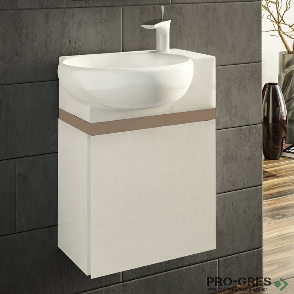 Шкаф за баня 45 см 1 вратa с мивка порцелан, FLEXMEBEL, ROSA, F451DROS
