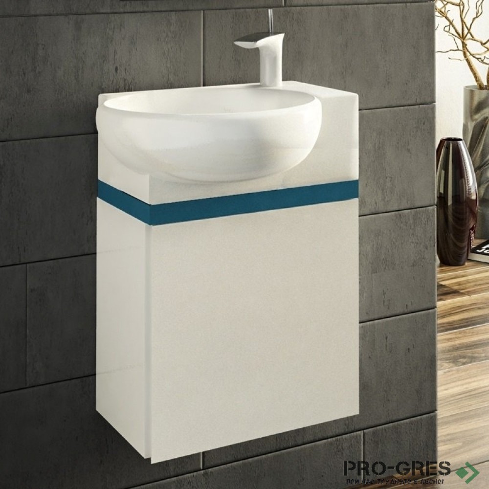 Шкаф за баня 45 см 1 вратa с мивка порцелан, FLEXMEBEL, ROSA, F451DROS