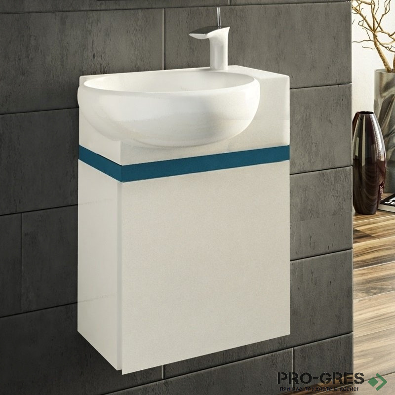Шкаф за баня 45 см 1 вратa с мивка порцелан, FLEXMEBEL, ROSA, F451DROS