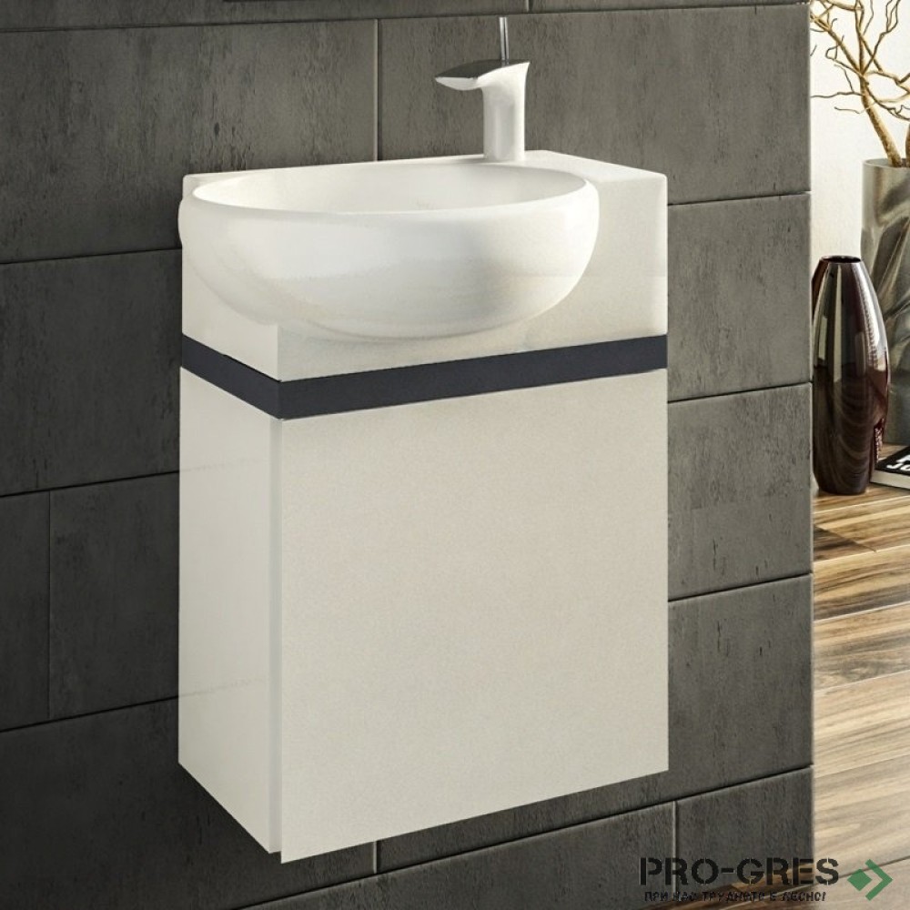 Шкаф за баня 45 см 1 вратa с мивка порцелан, FLEXMEBEL, ROSA, F451DROS