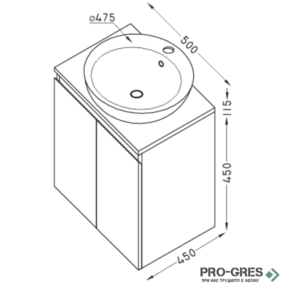 Шкаф за баня 50 см 2 врати,  FLEXMEBEL, TULIP, F502DTUL