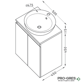 Шкаф за баня 50 см 2 врати,  FLEXMEBEL, TULIP, F502DTUL