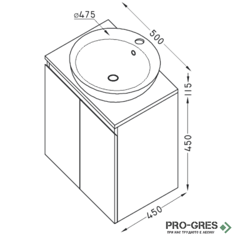 Шкаф за баня 50 см 2 врати,  FLEXMEBEL, TULIP, F502DTUL