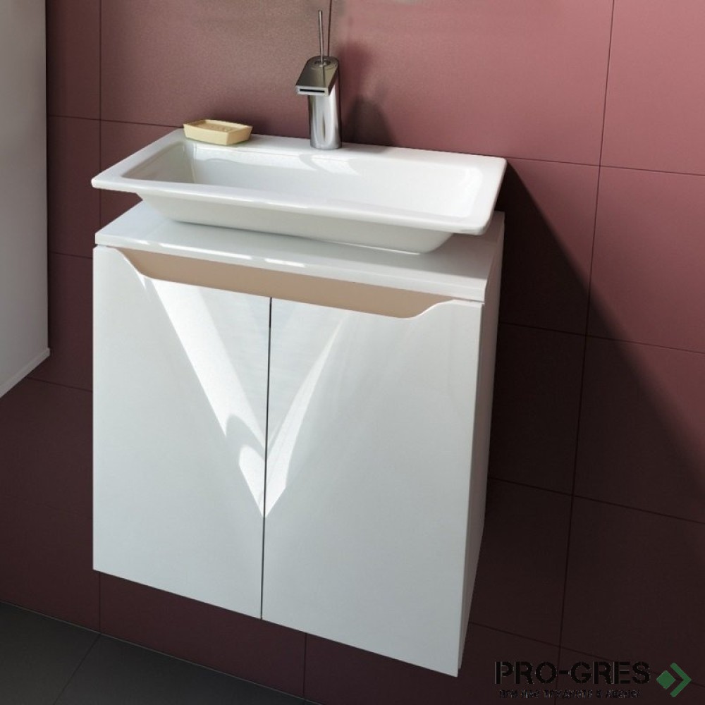 Шкаф за баня 50 см 2 врати с мивка порцелан, FLEXMEBEL, CARRE, F50DCAR