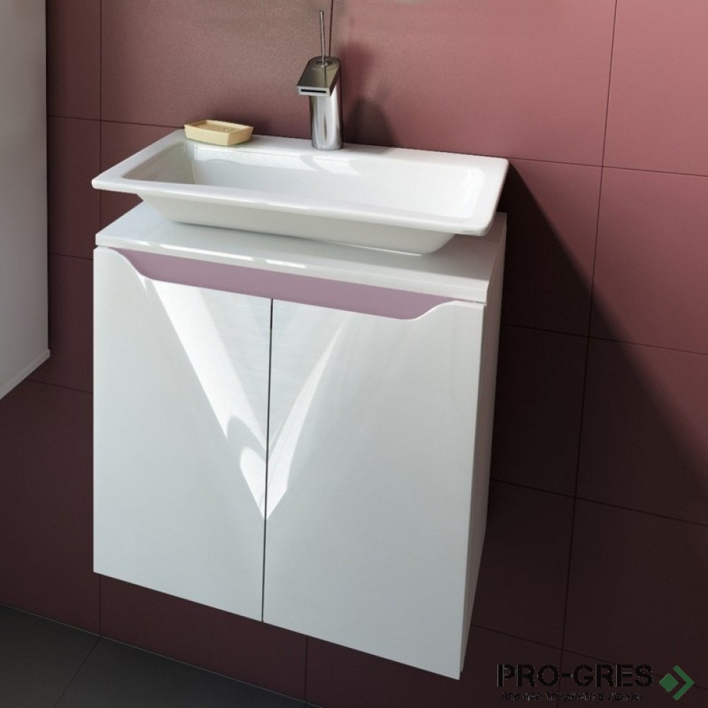 Шкаф за баня 50 см 2 врати с мивка порцелан, FLEXMEBEL, CARRE, F50DCAR