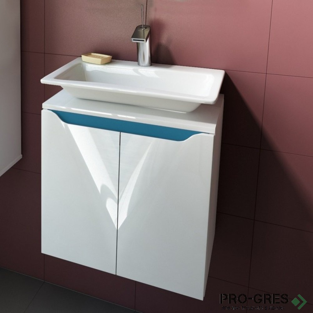 Шкаф за баня 50 см 2 врати с мивка порцелан, FLEXMEBEL, CARRE, F50DCAR