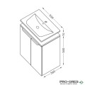 Шкаф за баня 50 см 2 врати с мивка порцелан, FLEXMEBEL, CARRE, F50DCAR