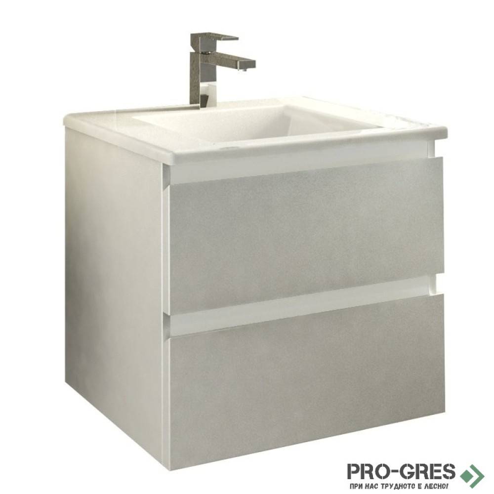 Шкаф за баня 55 см 2 чекмеджета с мивка порцелан, FLEXMEBEL, ARRES, F552CARR
