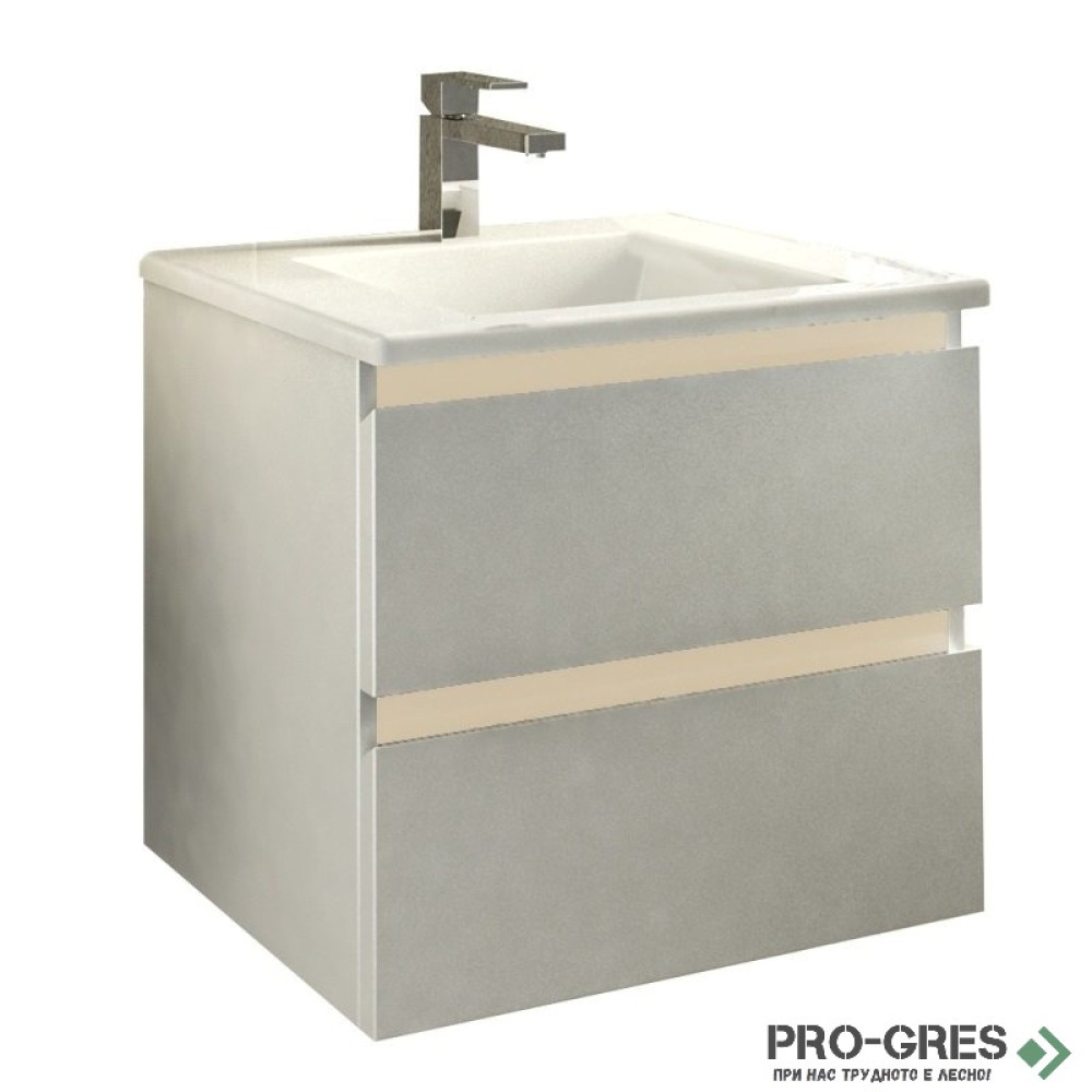 Шкаф за баня 55 см 2 чекмеджета с мивка порцелан, FLEXMEBEL, ARRES, F552CARR