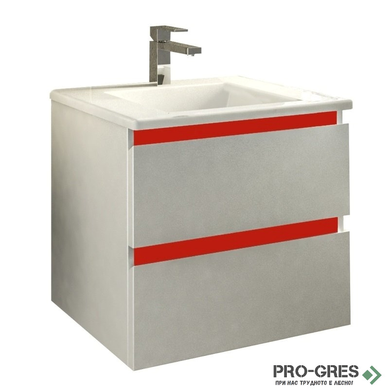 Шкаф за баня 55 см 2 чекмеджета с мивка порцелан, FLEXMEBEL, ARRES, F552CARR