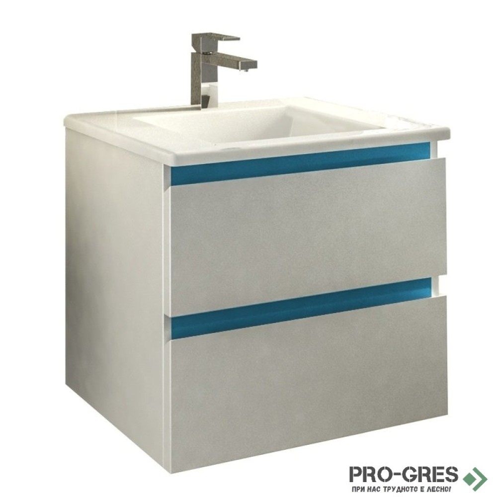 Шкаф за баня 55 см 2 чекмеджета с мивка порцелан, FLEXMEBEL, ARRES, F552CARR