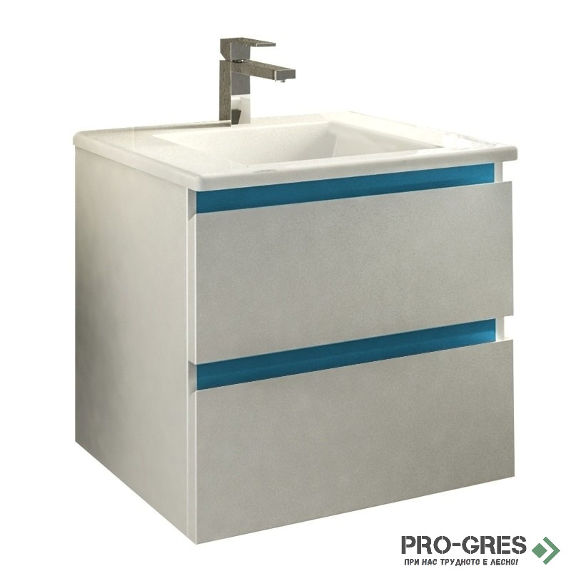 Шкаф за баня 55 см 2 чекмеджета с мивка порцелан, FLEXMEBEL, ARRES, F552CARR