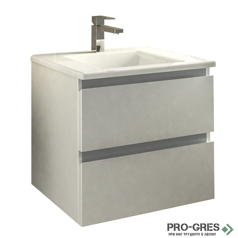 Шкаф за баня 55 см 2 чекмеджета с мивка порцелан, FLEXMEBEL, ARRES, F552CARR