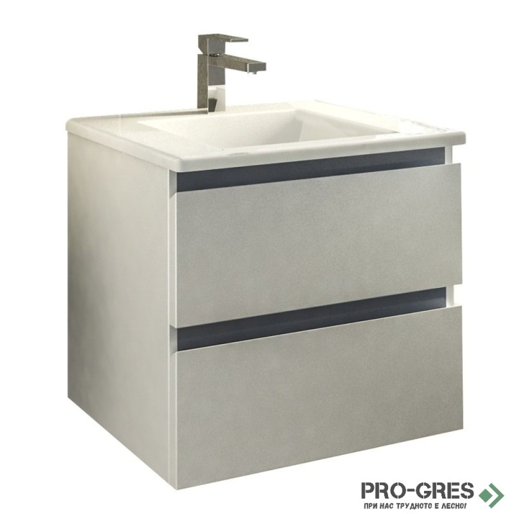 Шкаф за баня 55 см 2 чекмеджета с мивка порцелан, FLEXMEBEL, ARRES, F552CARR