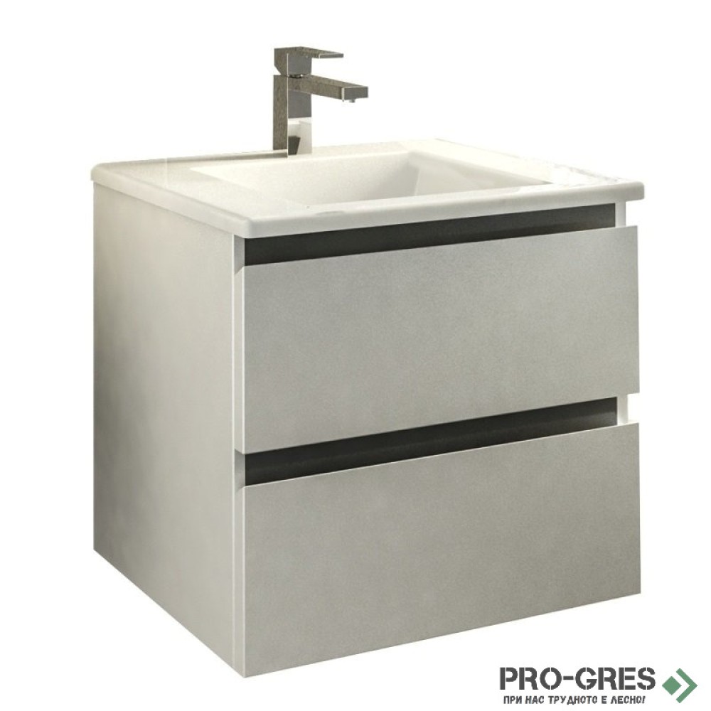 Шкаф за баня 55 см 2 чекмеджета с мивка порцелан, FLEXMEBEL, ARRES, F552CARR