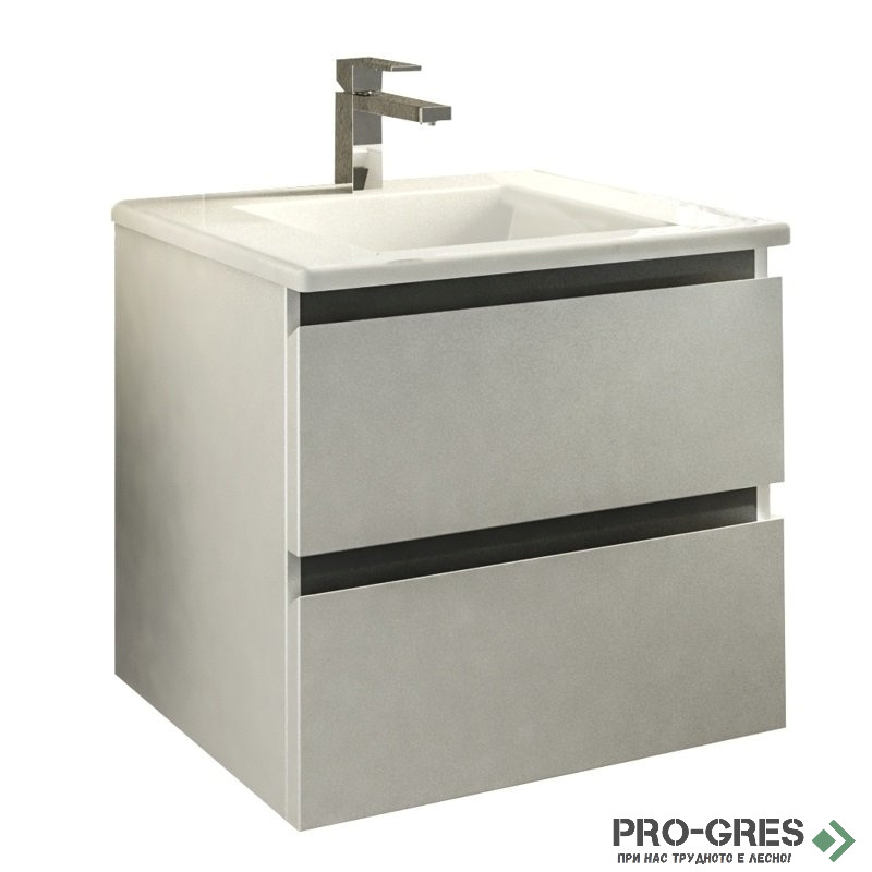 Шкаф за баня 55 см 2 чекмеджета с мивка порцелан, FLEXMEBEL, ARRES, F552CARR