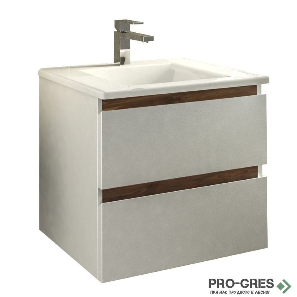 Шкаф за баня 55 см 2 чекмеджета с мивка порцелан, FLEXMEBEL, ARRES, F552CARR