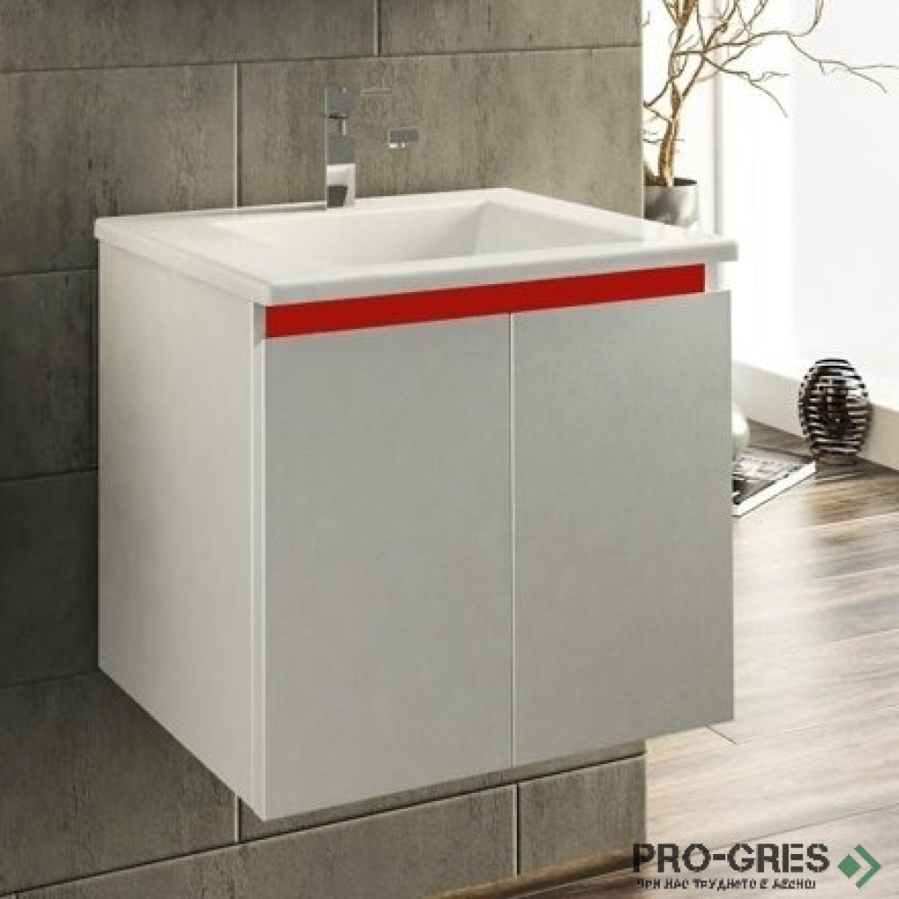 Шкаф за баня 55 см 2 врати с мивка порцелан, FLEXMEBEL, ARRES ,  F552DARR
