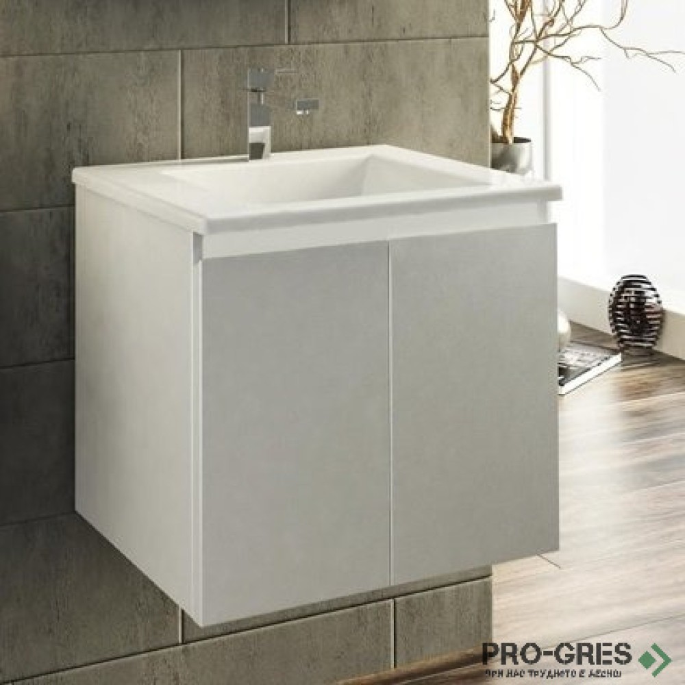 Шкаф за баня 55 см 2 врати с мивка порцелан, FLEXMEBEL, ARRES ,  F552DARR