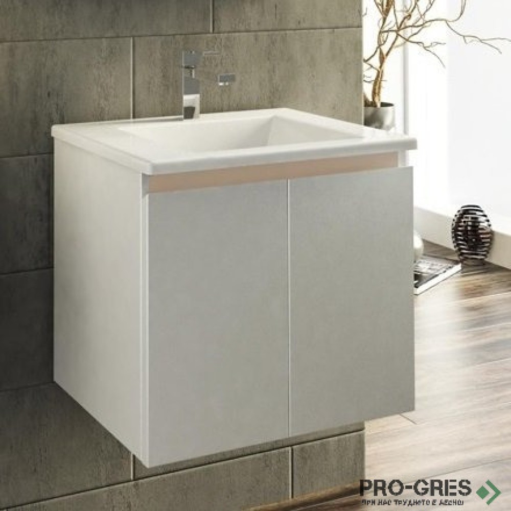 Шкаф за баня 55 см 2 врати с мивка порцелан, FLEXMEBEL, ARRES ,  F552DARR