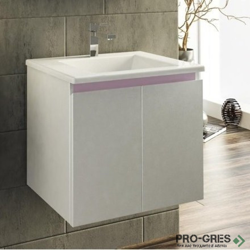 Шкаф за баня 55 см 2 врати с мивка порцелан, FLEXMEBEL, ARRES ,  F552DARR