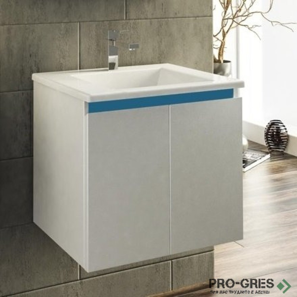 Шкаф за баня 55 см 2 врати с мивка порцелан, FLEXMEBEL, ARRES ,  F552DARR