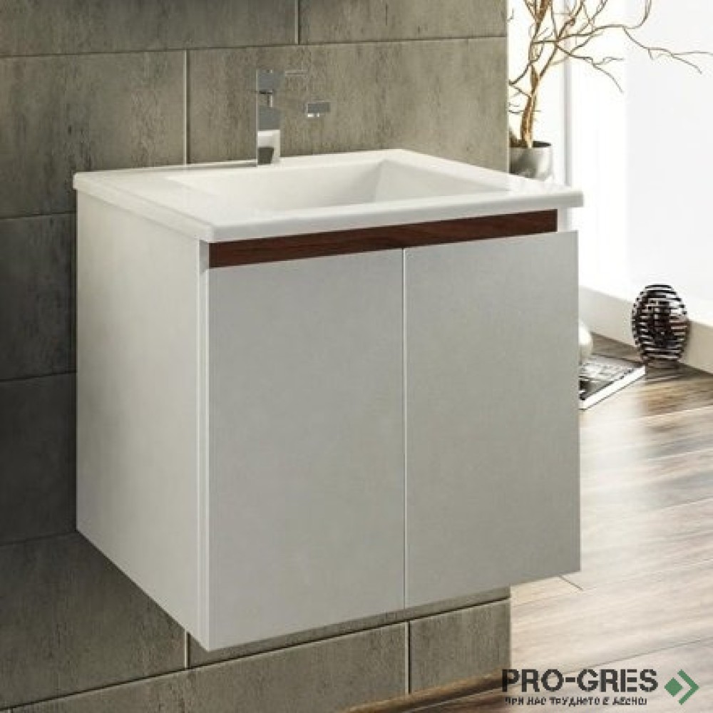 Шкаф за баня 55 см 2 врати с мивка порцелан, FLEXMEBEL, ARRES ,  F552DARR