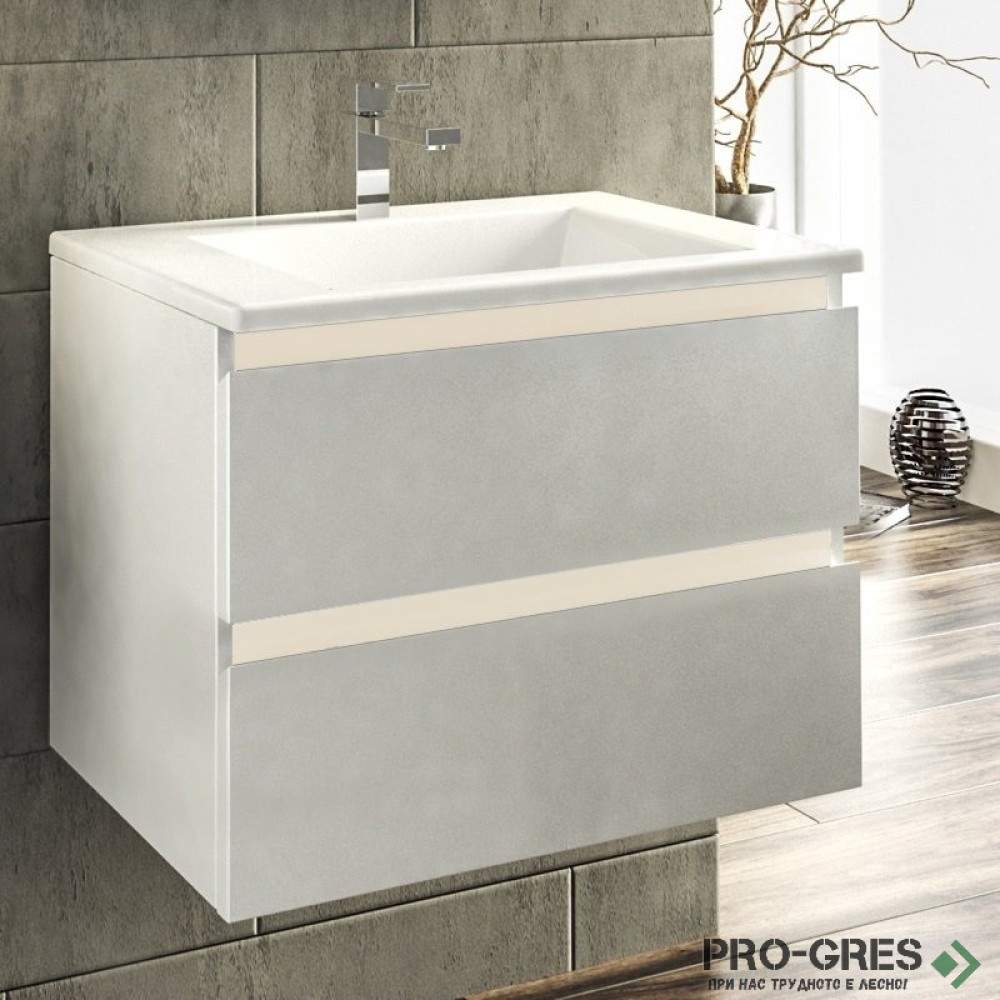 Шкаф за баня 65 см 2 чекмеджета с мивка порцелан, FLEXMEBEL, ARRES, F652CARR