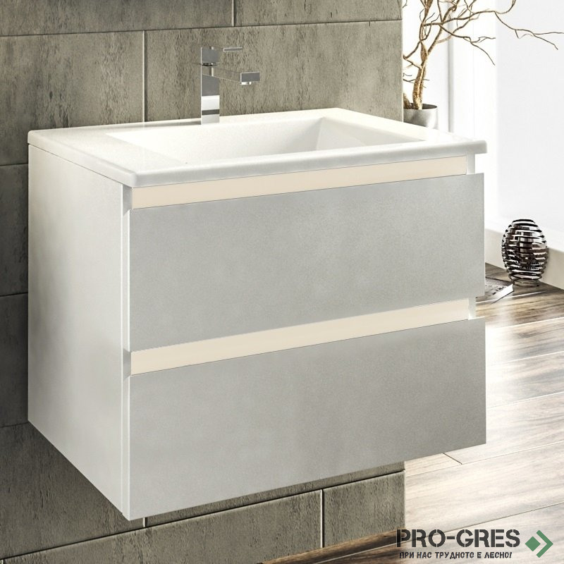 Шкаф за баня 65 см 2 чекмеджета с мивка порцелан, FLEXMEBEL, ARRES, F652CARR