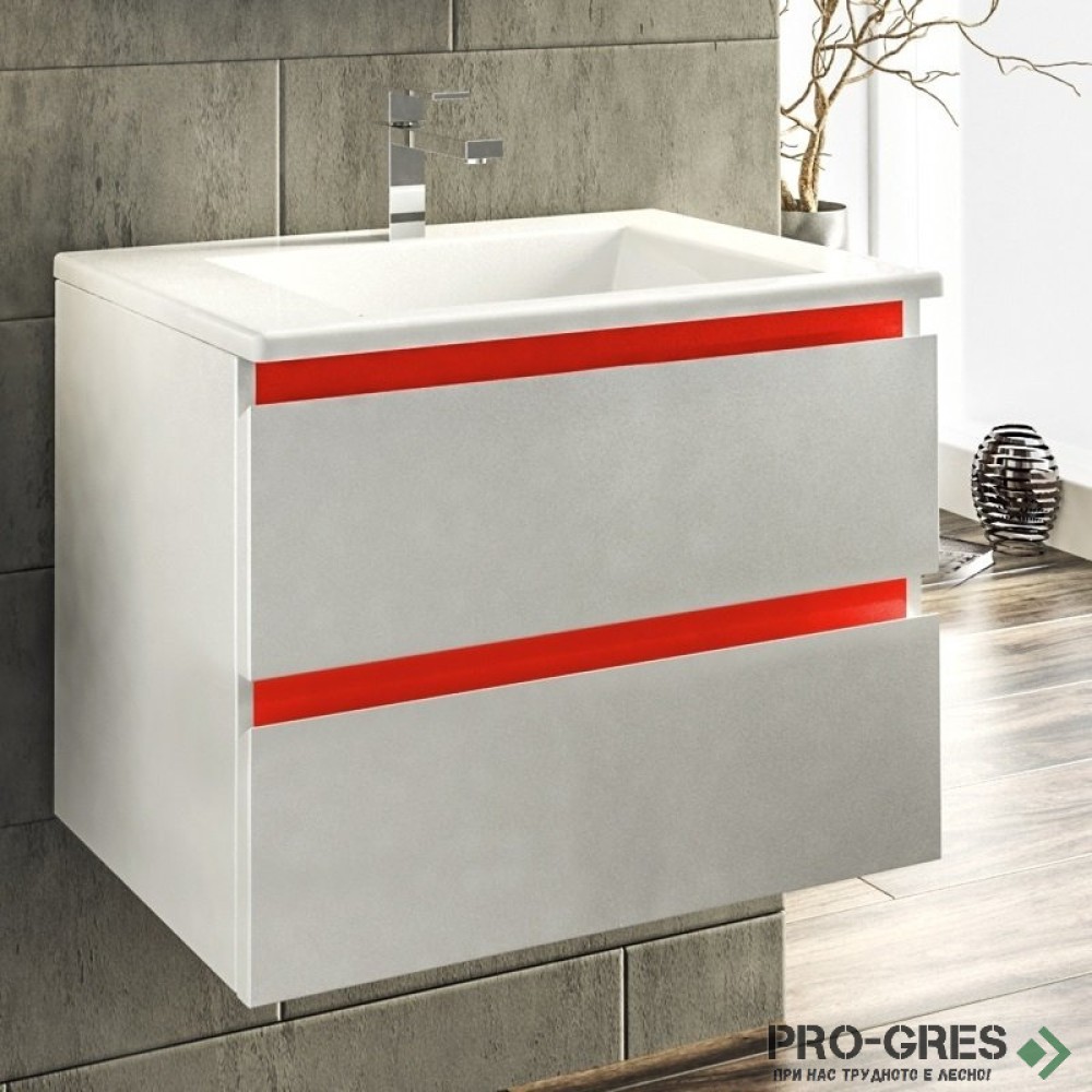 Шкаф за баня 65 см 2 чекмеджета с мивка порцелан, FLEXMEBEL, ARRES, F652CARR
