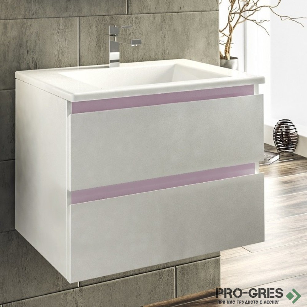Шкаф за баня 65 см 2 чекмеджета с мивка порцелан, FLEXMEBEL, ARRES, F652CARR