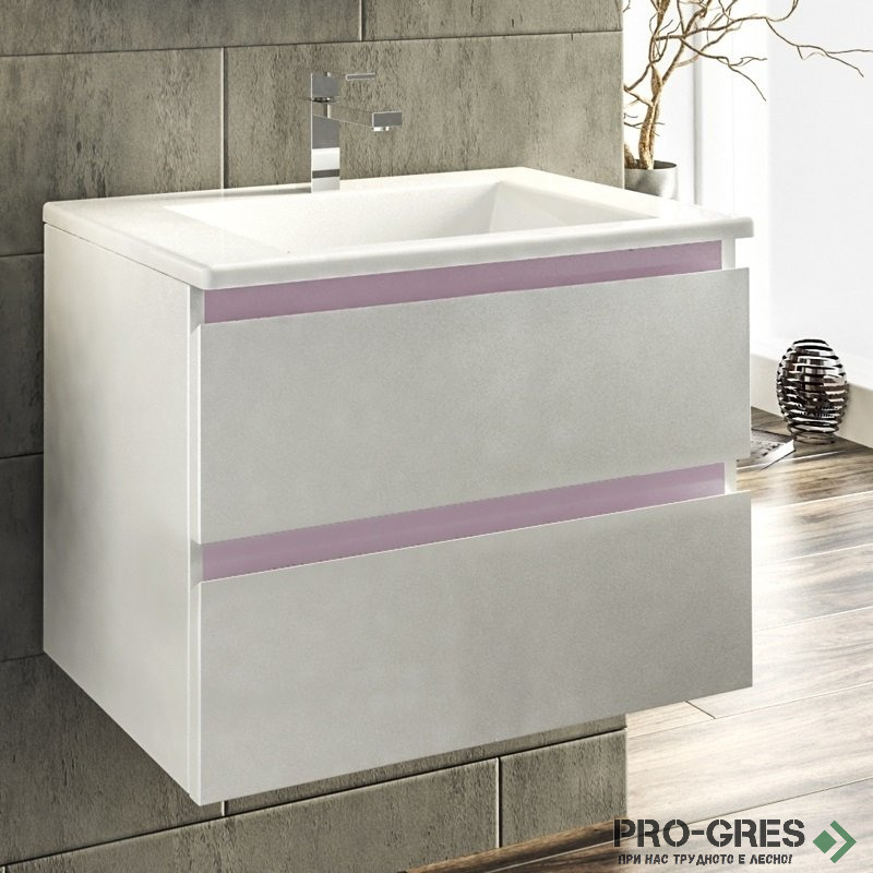 Шкаф за баня 65 см 2 чекмеджета с мивка порцелан, FLEXMEBEL, ARRES, F652CARR