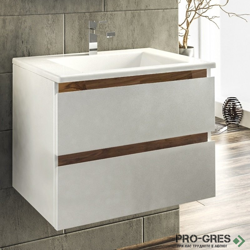Шкаф за баня 65 см 2 чекмеджета с мивка порцелан, FLEXMEBEL, ARRES, F652CARR