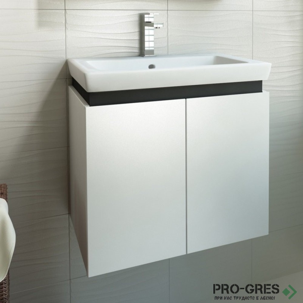 Шкаф за баня 65 см 2 вратички с мивка порцелан,  FLEXMEBEL, PURE , F652DPUR