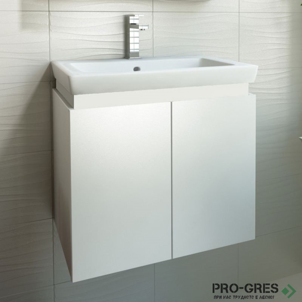 Шкаф за баня 65 см 2 вратички с мивка порцелан,  FLEXMEBEL, PURE , F652DPUR
