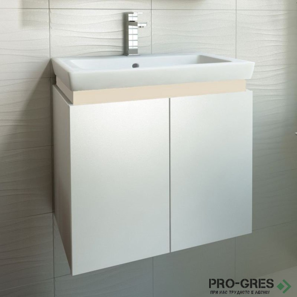 Шкаф за баня 65 см 2 вратички с мивка порцелан,  FLEXMEBEL, PURE , F652DPUR