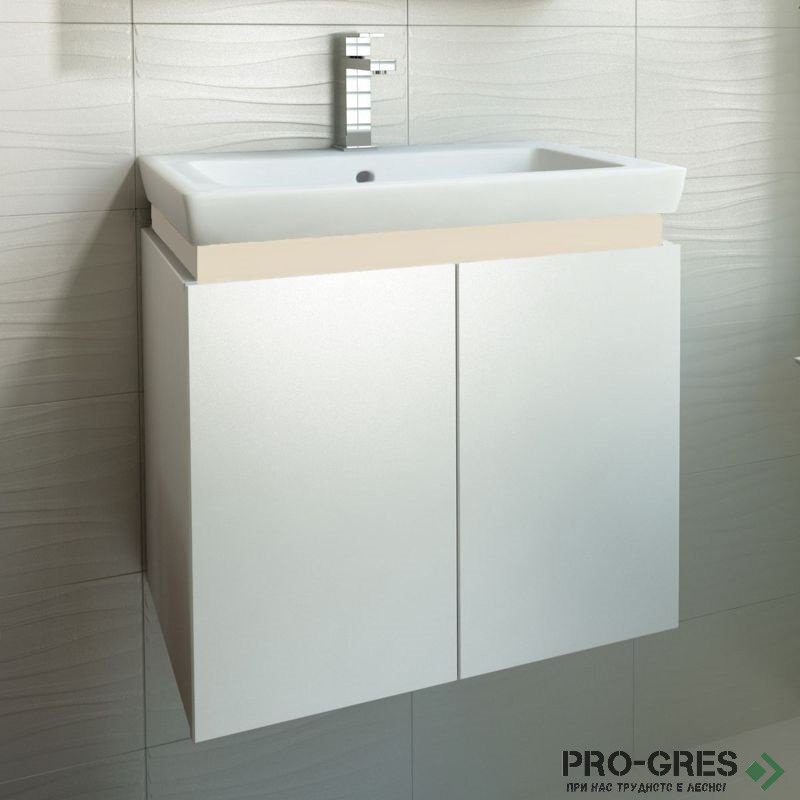Шкаф за баня 65 см 2 вратички с мивка порцелан,  FLEXMEBEL, PURE , F652DPUR