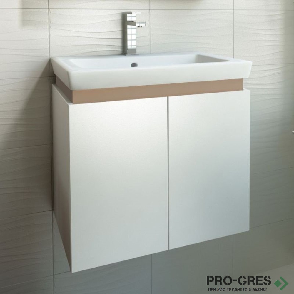 Шкаф за баня 65 см 2 вратички с мивка порцелан,  FLEXMEBEL, PURE , F652DPUR