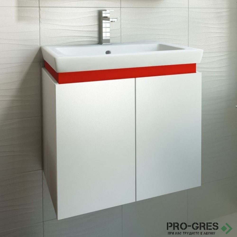 Шкаф за баня 65 см 2 вратички с мивка порцелан,  FLEXMEBEL, PURE , F652DPUR