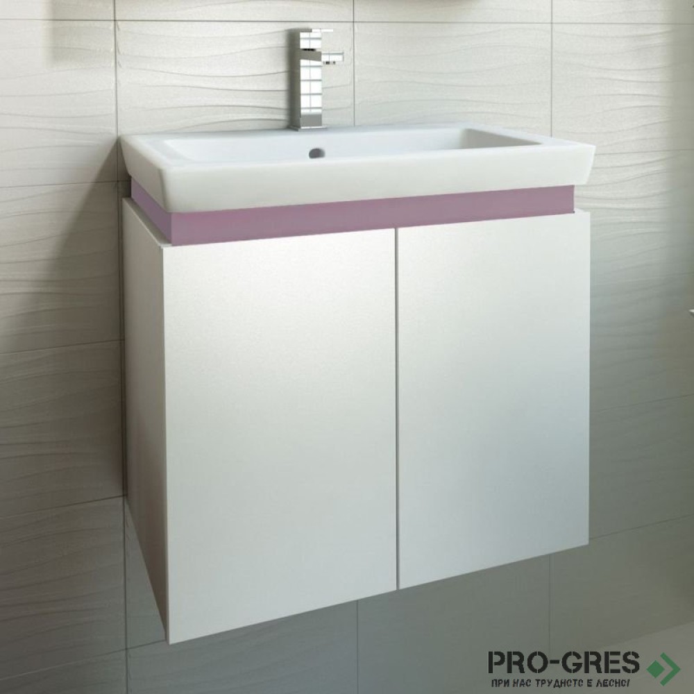 Шкаф за баня 65 см 2 вратички с мивка порцелан,  FLEXMEBEL, PURE , F652DPUR