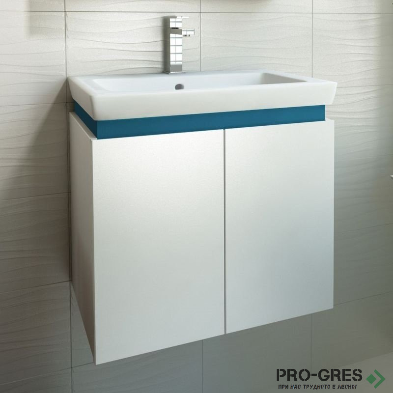 Шкаф за баня 65 см 2 вратички с мивка порцелан,  FLEXMEBEL, PURE , F652DPUR