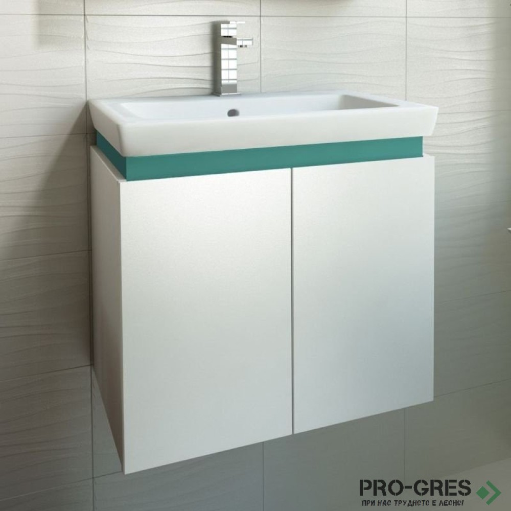 Шкаф за баня 65 см 2 вратички с мивка порцелан,  FLEXMEBEL, PURE , F652DPUR